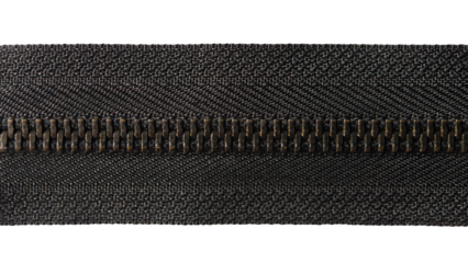Isolated black zipper  element with metal teeth
