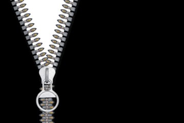 black background with a zipper. Lightning link - the included light bulb. Concept idea, innovation, save energy and Evolution. Isolated. 	