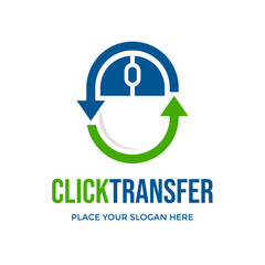 Click transfer vector logo template. This design use mouse symbol. Suitable for technology.
