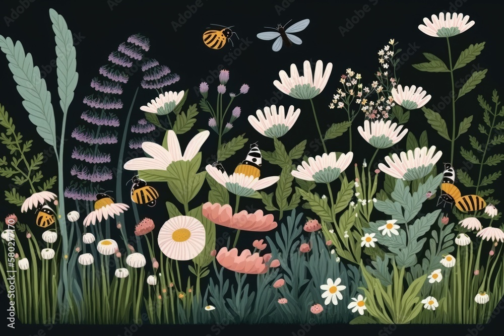 Canvas Prints early may, a flower meadow full of plants that bees love to buzz around in bloom. a lovely floral st