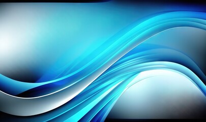 a blue and white abstract background with wavy lines and curves on a black background with a white center in the middle of the image and a black border.  generative ai