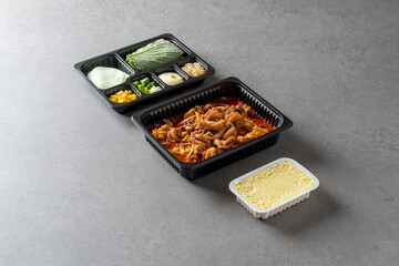 Korean food dish Stir-fried Octopus Wraps Set