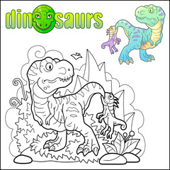 cute prehistoric dinosaurs coloring page