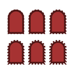 Notch Edge Red Arch Stroke Shapes