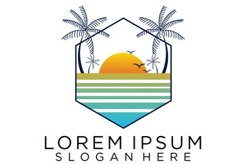 summer beach logo vector illustration