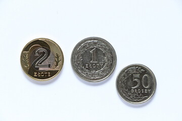 monety, 50 groszy, 1 złoty, 2 złote, 3.5 PLN - obrazy, fototapety, plakaty