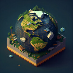 isometric world earth, generative ai
