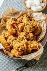 Korean fried chicken food on a plate