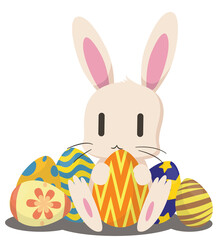 bunny holding easter egg, easter rabbit, happy easter, animal cartoon, transparent png, illustration