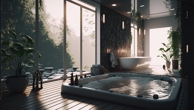 Modern jacuzzi at home to make difficult weekdays easier