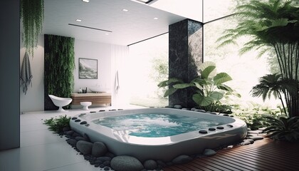Modern jacuzzi at home to make difficult weekdays easier