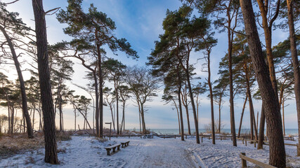 Schnee am Dar&szlig;er Weststrand.