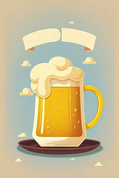 Mug of beer. Image of international beer day. Generative ai