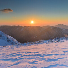 四国徳島県にある三嶺（みうね、さんれい）冬景色