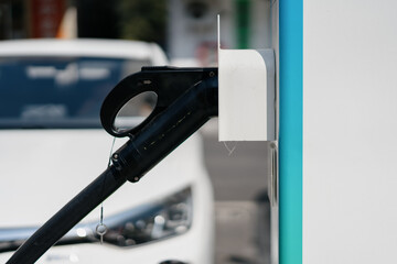 electric car charging in the station