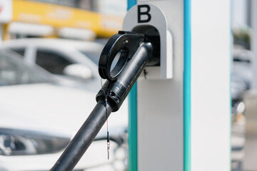 electric car charging in the station