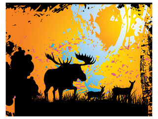 abstract background with deer