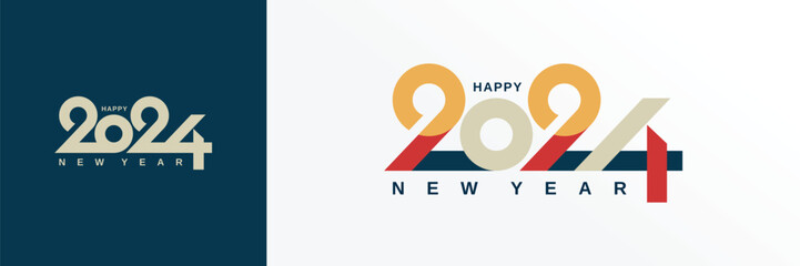 2024 typography logo design concept. Happy new year 2024