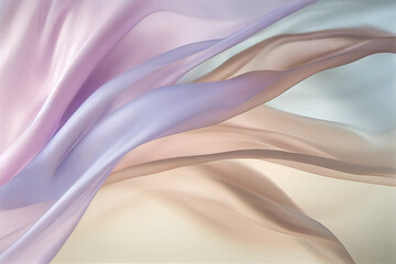 Obraz na płótnie Canvas Pastel silk fabric smooth flying movement generative AI.