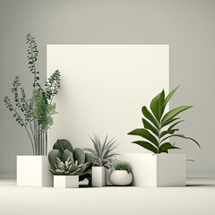 Plants Background with empty copy space for text - Plants Copy Space Backdrops Series - Plants Wallpaper created with Generative AI technology