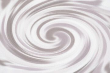 Modern art glossy radial rippled curvy backdrop. Whirl gel fluid vivid white and grey eddy caramel syrup surface
