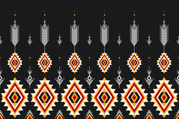 Fototapeta na wymiar Abstract ethnic Aztec style. Ethnic geometric seamless pattern in tribal. Border ornament print. Design for background, wallpaper, illustration, fabric, clothing, carpet, textile, batik, embroidery.