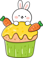 Cute easter bunny with carrot cake