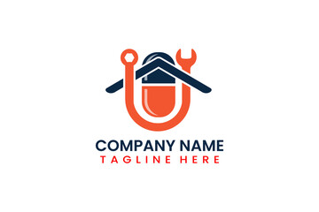 Flat repair home pill medicine logo template vector design illustration