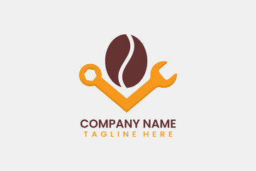 Flat repair coffee logo template vector design illustration