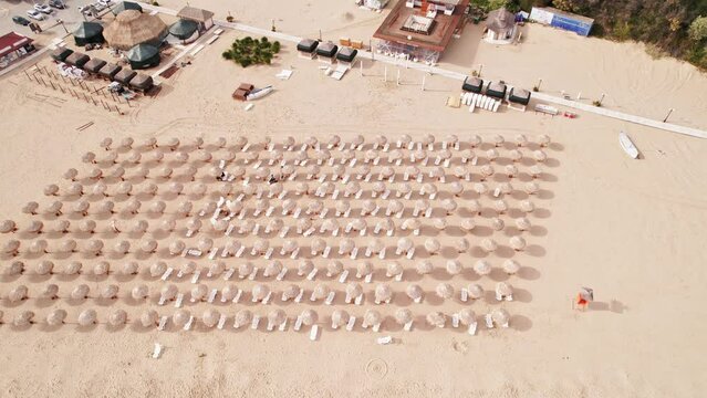 Luxury Resort Top Down Steady Symmetry Drone Aerial Black Sea Off Season Bulgaria Europe