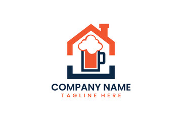 Flat home beer logo template vector design illustration