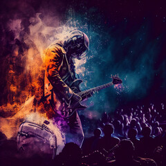 Obraz premium rock guitarist playing guitar