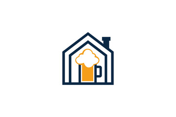 Flat home beer logo template vector design illustration