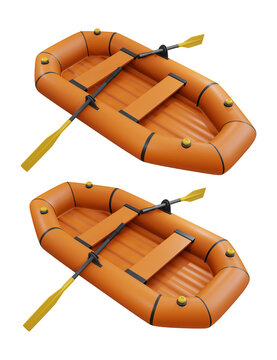 3d rendering inflatable boat rubber balloons perspective view