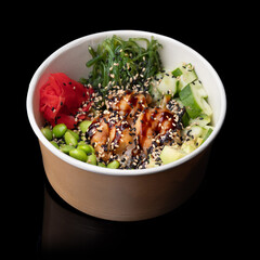 Poke bowl - The traditional Hawaii food with shrimps