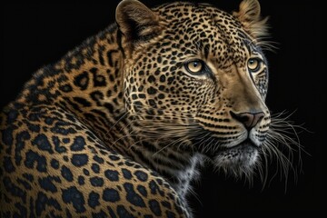 Fototapeta na wymiar Panthera pardus (the leopard) upright and facing the camera. Generative AI