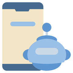 mobile communication ai robot chat icon flat style