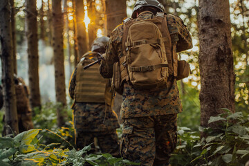 A group of modern warfare soldiers is fighting a war in dangerous remote forest areas. A group of...