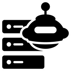 server data storage ai robot control icon solid glyph