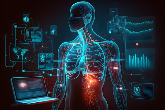 AI generative, Human Head Brain digital Technology Neyro medical Concept 