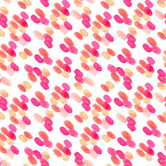 Watercolor hand drawn design elements with colorful dots and spots in yellow, red and orange colors. Isolated on white background
