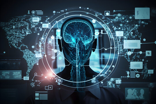 AI generative, Human Head Technology Neyro medical Concept 