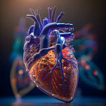 AI generative, Human Heart Element Cardio Technology Neyro sergary medical Concept. 