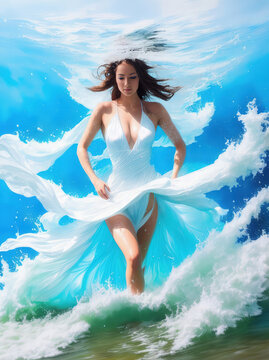 Underwater Dance Beautiful White Dress