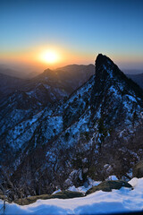 四国愛媛県西条市にある日本百名山「石鎚山冬景色」