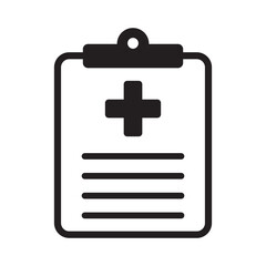 Medical history icon, medical report symbol. Health care clipboard icon. Medical card icon.