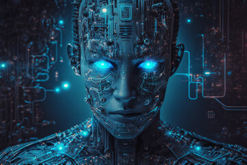 System Artificial intelligence , Technology smart robot application software , robot application . Generative AI - obrazy, fototapety, plakaty
