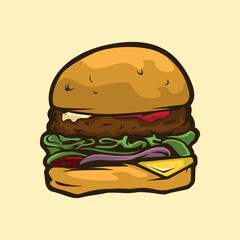 hamburger with bun and patty complete