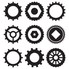 Gear wheels black silhouette collection of cogwheels