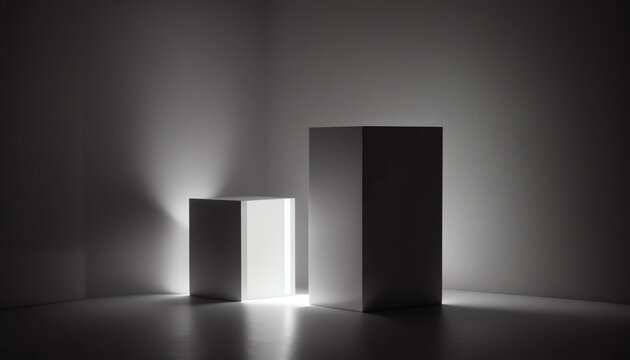 Light ackground image in gray tones with minimalist design of lights and shadows for product presentation or other creative purposes
